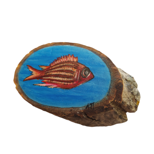 Ψάρια διακοσμητικό τοίχου κρεμαστό ζωγραφισμένο στο χέρι με ακρυλικά χρώματα 15εκ - πίνακες & κάδρα - 2
