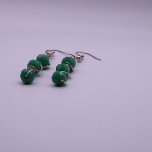 Κρεμαστά σκουλαρίκια με πράσινες κρυσταλλικές πέτρες, 5,5 cm - μακριά, ατσάλι, κρεμαστά, μεγάλα, γάντζος - 4