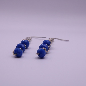 Κρεμαστά σκουλαρίκια με μπλε κρυσταλλικές πέτρες, 5,5 cm - μακριά, ατσάλι, boho, κρεμαστά, μεγάλα - 3