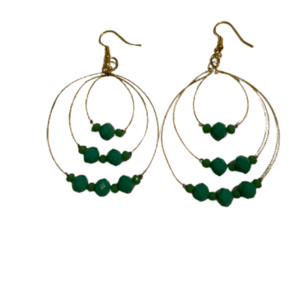 Κρεμαστά σκουλαρίκια με πράσινες κρυσταλλικές πέτρες, 8 cm - κρεμαστά, μεγάλα, ατσάλι, boho, μακριά