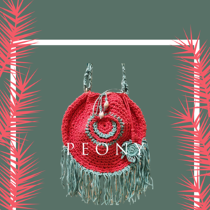 Boho τσαντάκι πουγκί σε κοραλλί χρώμα με ανάγλυφο μοτίβο και κρόσσια.-Αντίγραφο-Αντίγραφο - νήμα, πουγκί, χιαστί, all day, πλεκτές τσάντες - 2