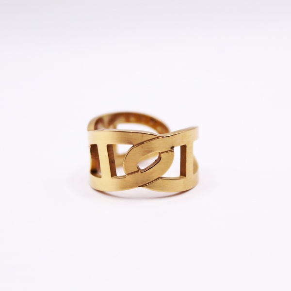 Δαχτυλίδι ατσάλινο Jea Gold - γεωμετρικά σχέδια, ατσάλι, σταθερά, μεγάλα