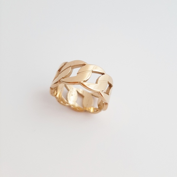 Ατσάλινο Δαχτυλίδι Little Braid Gold No6 - γυναικεία, γεωμετρικά σχέδια, ατσάλι, σταθερά