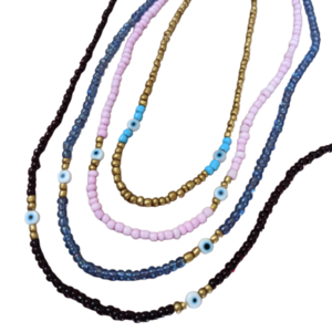 κοντό κολιέ με sead beads και κεραμεικό ματάκι ' I see u ' - τσόκερ, χάντρες, κοντά, evil eye, seed beads