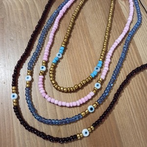 κοντό κολιέ με sead beads και κεραμεικό ματάκι ' I see u ' - τσόκερ, χάντρες, κοντά, evil eye, seed beads - 5