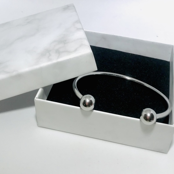 Ατσάλινο bangle σε ασημί απόχρωση - ατσάλι, χεριού, χειροπέδες - 2