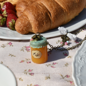 Honey Jar Necklace | Χειροποίητο μακρύ κολιέ με γυάλινο βαζάκι μέλι (γυαλί, μπρούτζος) (αυξομειούμενο, 70 + 5εκ.) - γυαλί, charms, μακριά, μπρούντζος - 2