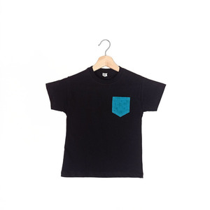 T-shirt παιδικό μαύρο με τυρκουάζ τσεπάκι - παιδικά ρούχα, 3-4 ετών, 1-2 ετών