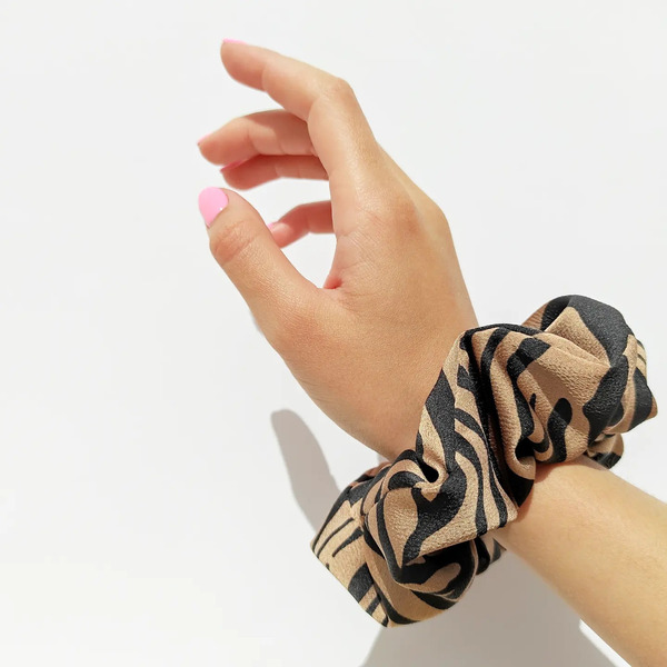 Χειροποίητο scrunchie σατέν animal print - ύφασμα, animal print, λαστιχάκια μαλλιών - 3