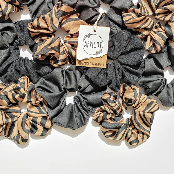 Χειροποίητο scrunchie σατέν animal print - ύφασμα, animal print, λαστιχάκια μαλλιών - 4