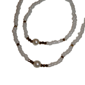 Σετ κολιέ με βραχιολάκι από πέρλες και χάντρες - χάντρες, κοντά, πέρλες, seed beads - 3