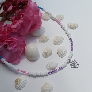 Κολιέ με ατσάλινο στοιχείο κορώνα και πολύχρωμα seed beads. - charms, χάντρες, κοντά, ατσάλι, seed beads - 3
