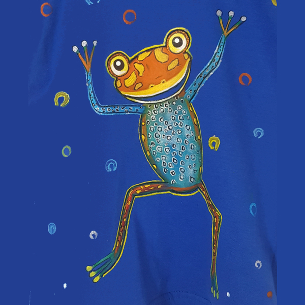 Παιδικό μπλουζάκι για αγόρι, βατραχάκι ζωγραφισμένο στο χέρι, σε διάφορα χρώματα. - αγόρι, παιδικά ρούχα, 100% βαμβακερό - 2