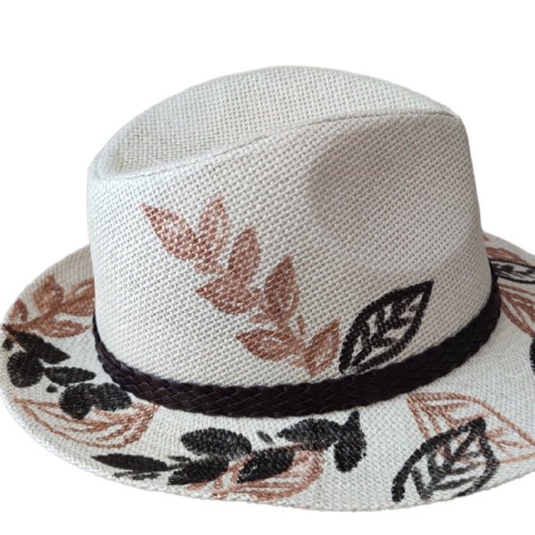 Ψάθινο καπέλο Panama -Leaves - ψάθινα - 2