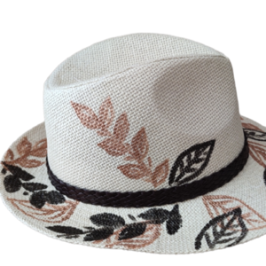 Ψάθινο καπέλο Panama -Leaves - ψάθινα - 2