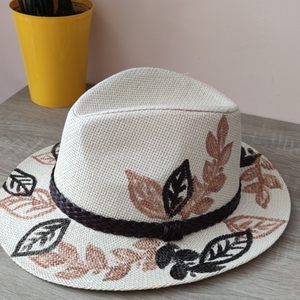 Ψάθινο καπέλο Panama -Leaves - ψάθινα - 4