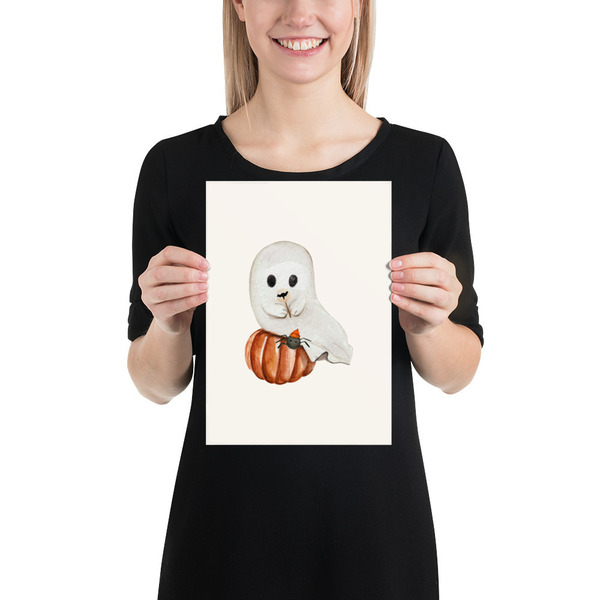 20x30 εκ. Α4 - Αφίσα φαντασματάκι για διακόσμηση Halloween παιδικού δωματίου χωρίς κάδρο - κορίτσι, αφίσες, halloween - 2