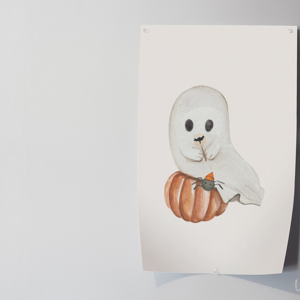 20x30 εκ. Α4 - Αφίσα φαντασματάκι για διακόσμηση Halloween παιδικού δωματίου χωρίς κάδρο - κορίτσι, αφίσες, halloween - 3