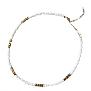 Cyclades Necklace White - ημιπολύτιμες πέτρες, τσόκερ, miyuki delica, κοντά, ατσάλι