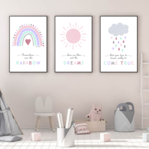 ΣΕΤ με 3 εκτυπώσιμες αφίσες για κοριτσίστικο δωμάτιο ''ΟΥΡΑΝΙΟ ΤΟΞΟ'' A4 - αφίσες, δώρα για μωρά