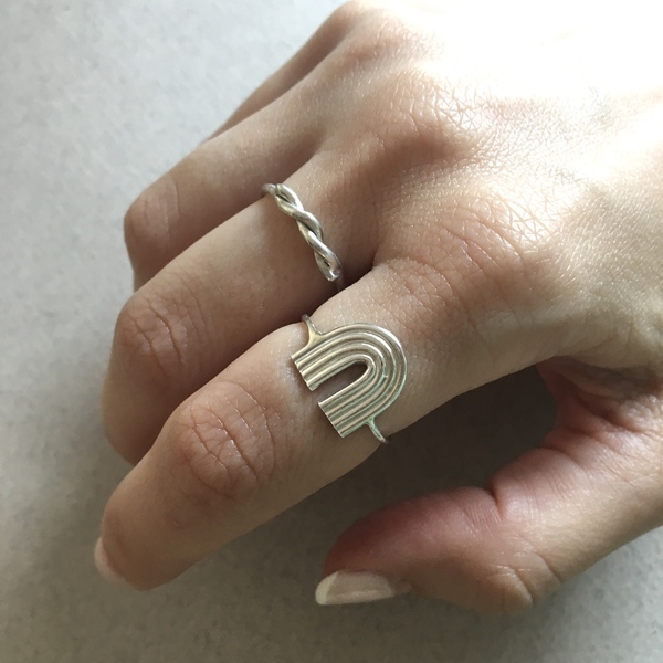 Δαχτυλίδι από ασήμι 925 "rainbow" - ασήμι, γεωμετρικά σχέδια, βεράκια, αυξομειούμενα - 3