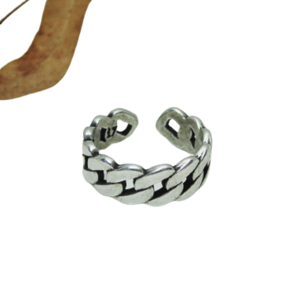 Δαχτυλίδι αλυσίδα ασημί, chain ring, stackable ring - ορείχαλκος, επάργυρα, βεράκια, αυξομειούμενα, φθηνά