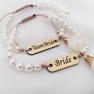 Bride bracelet βραχιόλι με πέρλες και πλεξιγκλάς ταυτότητα για τη μέλλουσα νύφη - 2