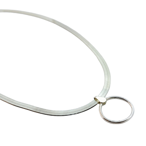 Collar Choker κολιέ- τσόκερ από ασήμι 925 (αλυσίδα snake chain) - ασήμι, ασήμι 925, κύκλος, τσόκερ