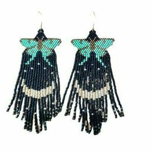 Miyuki Earrings Σκουλαρίκια - γυαλί, φεγγάρι, πεταλούδα, χάντρες, κρεμαστά