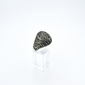 Χειροποίητο ασημένιο καλλιτεχνικο συρμάτινο δαχτυλίδι - ασήμι 925, γεωμετρικά σχέδια, σταθερά, μεγάλα - 2