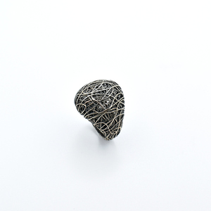 Χειροποίητο ασημένιο καλλιτεχνικο συρμάτινο δαχτυλίδι - ασήμι 925, γεωμετρικά σχέδια, σταθερά, μεγάλα - 5