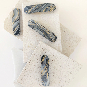 Κοκαλάκι Marble Clip κατασκευασμένο από polymer clay - πλαστικό, hair clips - 3