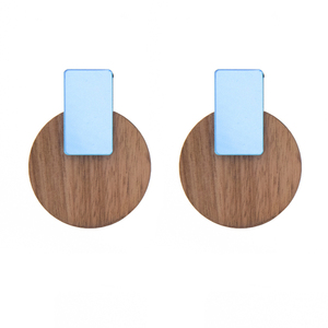 Σκουλαρίκια Ξύλινα "Mirror Roundies" - ξύλο, καρφωτά, boho, μεγάλα, καρφάκι - 3