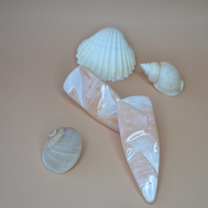 Sea shell peach Χειροποίητα Σκουλαρίκια. Πολυμερής Πηλός. - γυαλί, πηλός, καρφωτά, ατσάλι, καρφάκι - 2