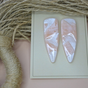 Sea shell peach Χειροποίητα Σκουλαρίκια. Πολυμερής Πηλός. - γυαλί, πηλός, καρφωτά, ατσάλι, καρφάκι - 4