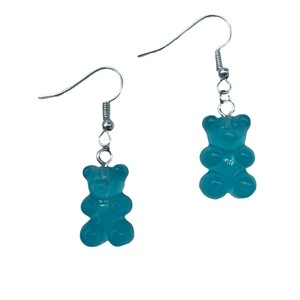 Σκουλαρίκια αρκουδάκια γαλάζια transparent - πλαστικό, αρκουδάκι, κρεμαστά, γάντζος