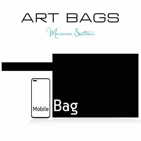 Τσάντα φάκελος χειρός από ύφασμα με εκτύπωση prints flat handbag 31X23 εκ "Black Sand Santorini" - ύφασμα, φάκελοι, μεγάλες, all day, χειρός - 5