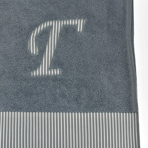 Βαμβακερή πετσέτα θαλάσσης με μονόγραμμα / γκρι / 150x80εκ. - όνομα - μονόγραμμα, personalised, δώρα για άντρες - 2