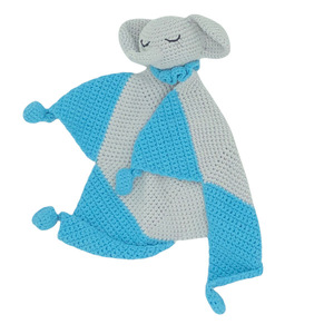 Πανάκι παρηγοριάς αγκαλιάς safety blanket ελεφαντάκι γαλάζιο γκρι - προίκα μωρού, πετσέτες
