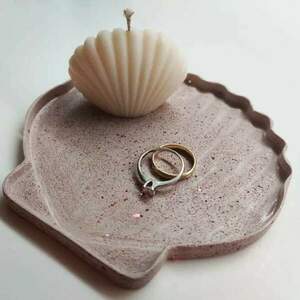 Διακοσμητικός δίσκος από τσιμέντο | dusty pink seashell - τσιμέντο, πιατάκια & δίσκοι, πρακτικό δωρο, δώρο γεννεθλίων