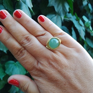 Δαχτυλίδι πράσινη αβεντουρίνη - ημιπολύτιμες πέτρες, χάντρες, μεγάλα, αυξομειούμενα - 3