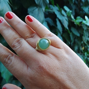 Δαχτυλίδι πράσινη αβεντουρίνη - ημιπολύτιμες πέτρες, χάντρες, μεγάλα, αυξομειούμενα - 4