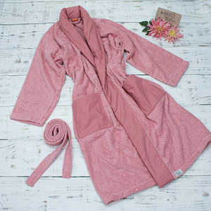 Χειροποίητο Γυναικείο Μπουρνούζι Ροζ. - χειροποίητα, personalised, πετσέτες - 2