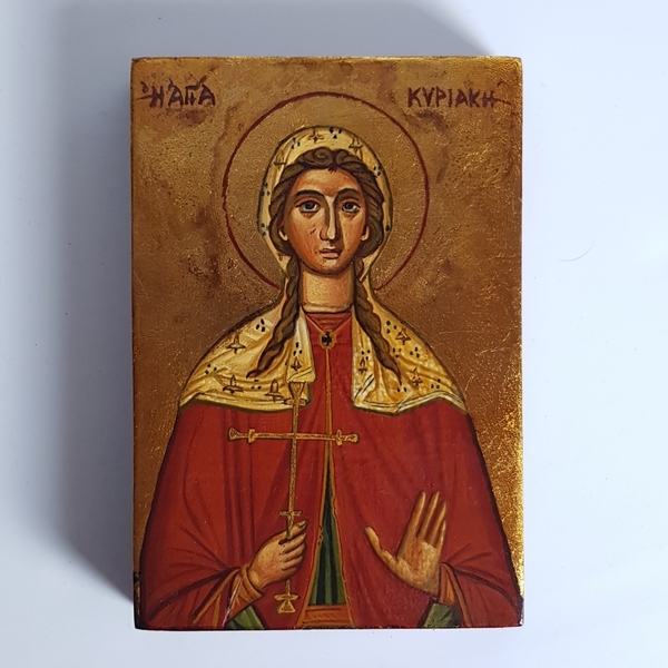 Αγία Κυριακή. Βυζαντινή Αγιογραφία, ελαφρός παλαιωμένη, σε ξύλο με επιχρυσωμένο φόντο. - πίνακες & κάδρα, πίνακες ζωγραφικής, εικόνες αγίων - 3