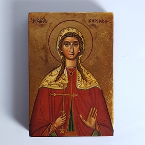 Αγία Κυριακή. Βυζαντινή Αγιογραφία, ελαφρός παλαιωμένη, σε ξύλο με επιχρυσωμένο φόντο. - πίνακες & κάδρα, πίνακες ζωγραφικής - 3