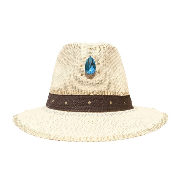 Ψάθινο καπέλο τύπου Panama - Crystal turquoise - απαραίτητα καλοκαιρινά αξεσουάρ, ψάθινα