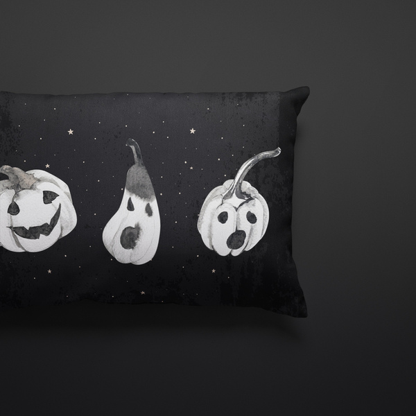 Μαξιλάρι διακοσμητικό τρομακτικές κολοκύθες Halloween - μακρόστενο 51x31,5 εκ.100% Polyester - Looloo & Co - halloween, κολοκύθα, μαξιλάρια - 4