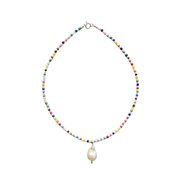 Κολιέ από μαργαριτάρια και μαργαριτάρι μπαρόκ μήκους περ. 40cm - charms, μαργαριτάρι, κοντά, πέρλες, seed beads