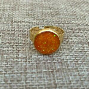 Δαχτυλίδι ατσάλινο με υγρό γυαλί , πορτοκαλί με λάμψη - ιδιαίτερο, ατσάλι, αυξομειούμενα, φθηνά