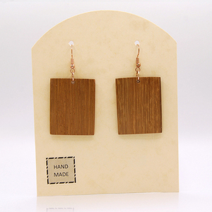 Χειροποίητα τετράγωνα ξύλινα σκουλαρίκια από iroko - ξύλο, boho, κρεμαστά, μεγάλα, γάντζος